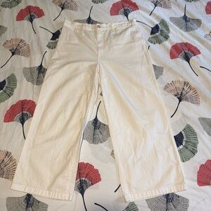 J. Crew Women's Cream Slim Fit Wide Leg Cropped Pants